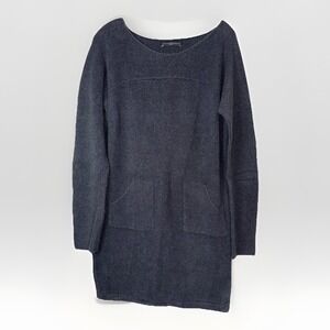 Peruvian Connection Sweater Tunic Dress Womens Medium Gray Pima Cotton Knit